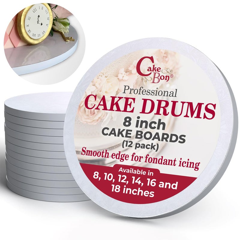Cakebon Cake Boards by Cakebon - Sturdy 1/2 Inch Cake Drums - 8 Inch Cake Boards Professional Smooth Straight Edges White 12-Pack - Cake Boards 8 Inch Round - Image 2